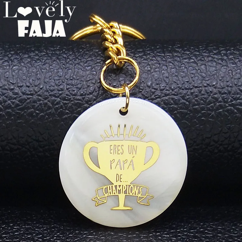 2021 модные брелки для ключей PAPA с трофей из нержавеющей стали женщин золотой