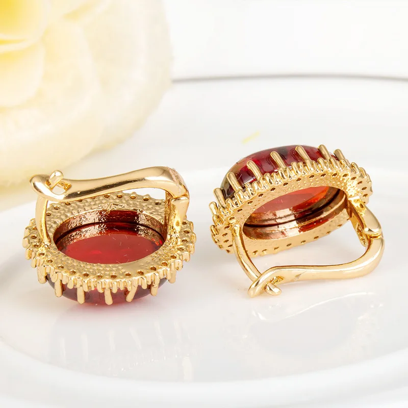 

Bague Ringen Simple Desgin Earrings for Women Classic Silver 925 Jewelry Oval Gemstones Ruby Olivine Amethyst Ear Studs Party