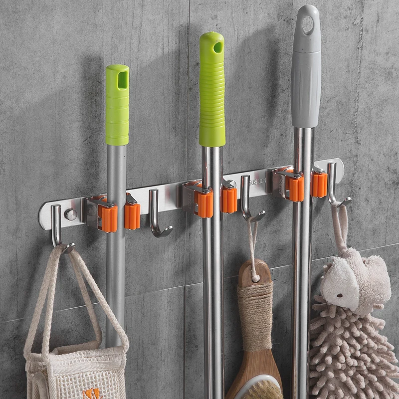 Многофункциональный настенный держатель для швабры вешалка щетки метлы стеллаж
