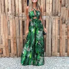 Комбинезон женский, без рукавов, с принтом пальмовых листьев, широкие штаны, в богемном стиле