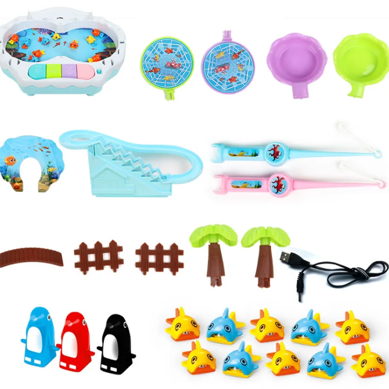 Электрическая Магнитная игрушка для рыбалки от 3 до 6 лет Пингвин поднимается по