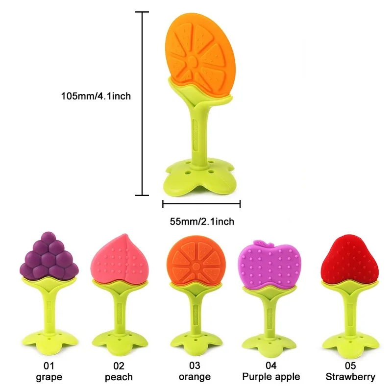 

1pc Baby Teether Food Grade Silicone Teether Fruit Shape Baby Teething Silicone Teething Toys Infant Chew Tooth Toys