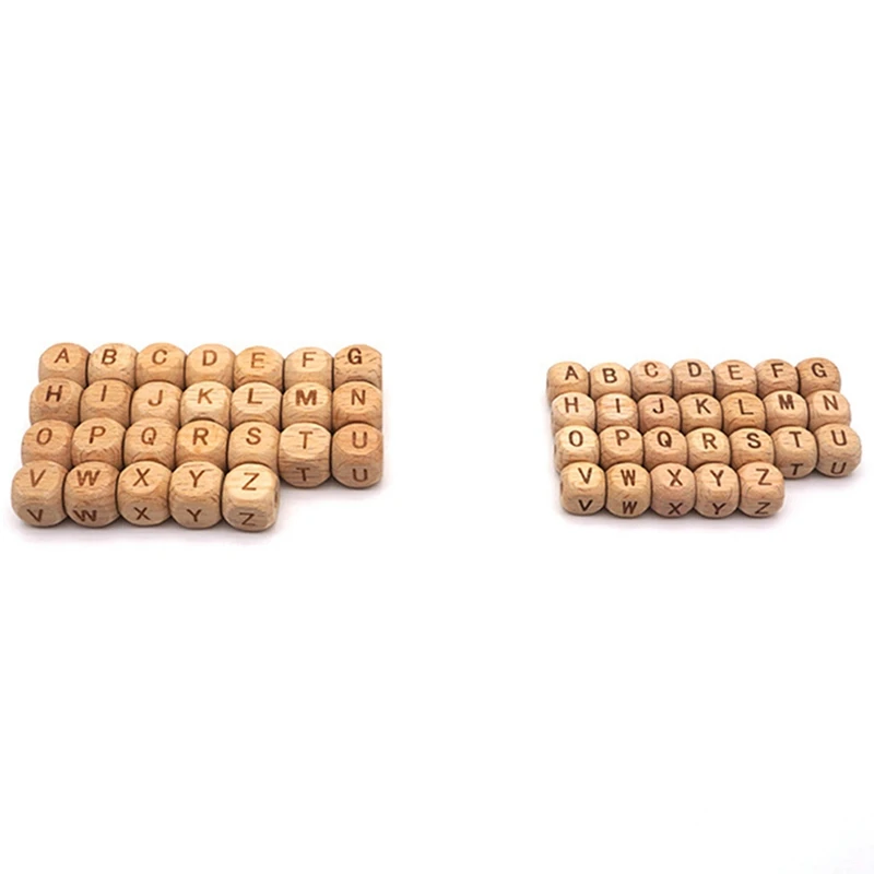 

DIY Accessories 12mm Beech English Letter Square Bead Carving Mark Baby Molar Toy