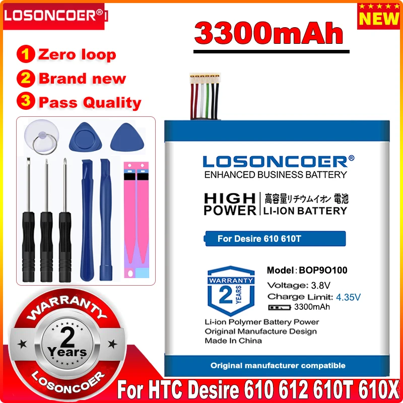 Сменный литий-полимерный аккумулятор LOSONCOER 3300 мАч BOP9O100 для HTC Desire 612 D610 D610n D610t 610 612 D610n D610t аккумулятор
