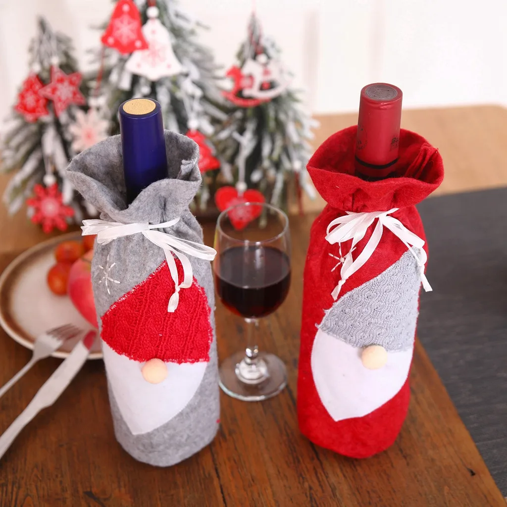 Чехлы для винных бутылок сумки с машинной вышивкой рождественские украшения