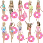 Модный Купальник в разных стилях, пляжный купальник-бикини + розовый купальный круг, спасательный пояс, одежда для Барби аксессуары для кукол игрушки