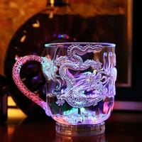 sale home party tumblers drinkware creative dragon pattern led inductive rainbow flashing light whisky beer mug cup bar kitchen