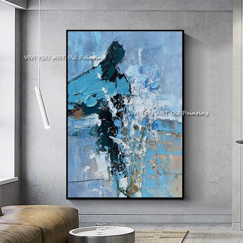 

Новый абстрактный морской пейзаж, искусство на холсте, нож, ручная роспись, украшение для спальни, искусство искусства
