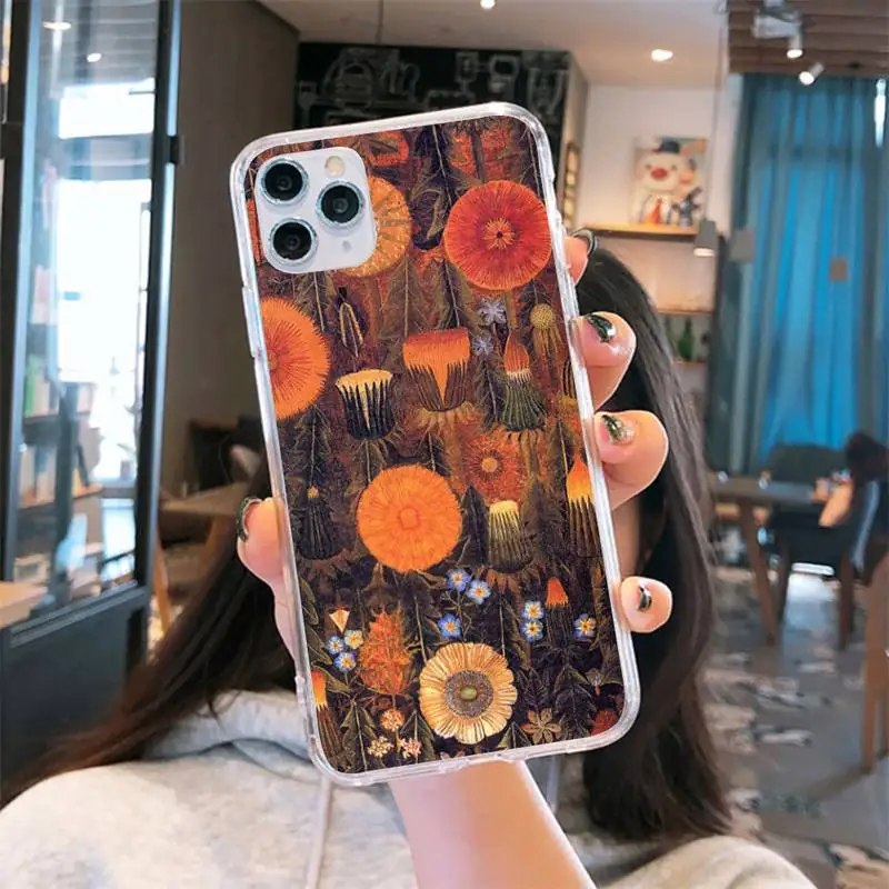 

Vintage art painting flowers Phone Case Transparent for iPhone 6 7 8 11 12 s mini pro X XS XR MAX Plus se cover funda shell