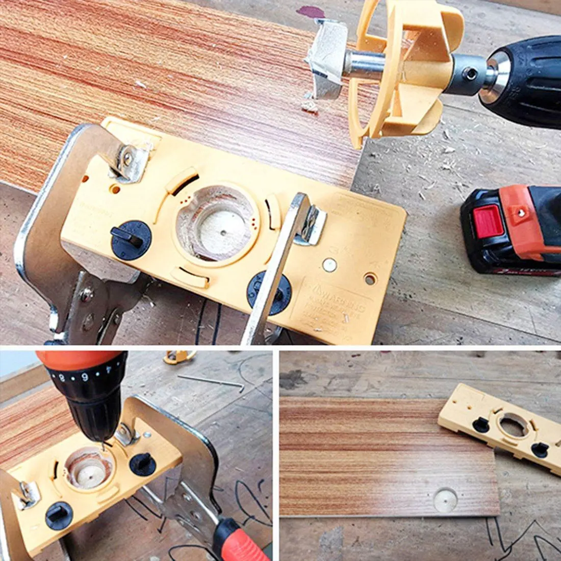 

7pcs/set 35mm Hinge Jig Boring Hole Opener Drill Guide + Forstner Bit Wood Cutter Hole Punch Carpenter Woodworking DIY Tools