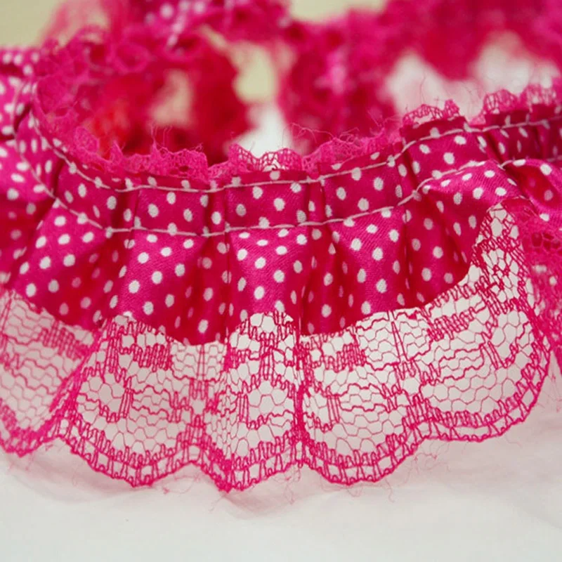 10 ярдов Meetee 4 5 см волнистый Атлас в горошек складки кружевная отделка Лента ткань