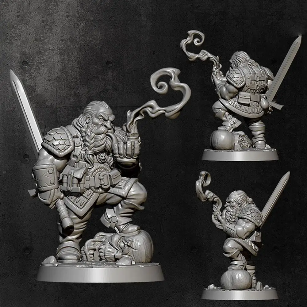

4cmZBBOY Producer Dwarf Swordsman Small Scale Resin Figure Model 2368 Material Model White DIY Soldier Painted H1A5