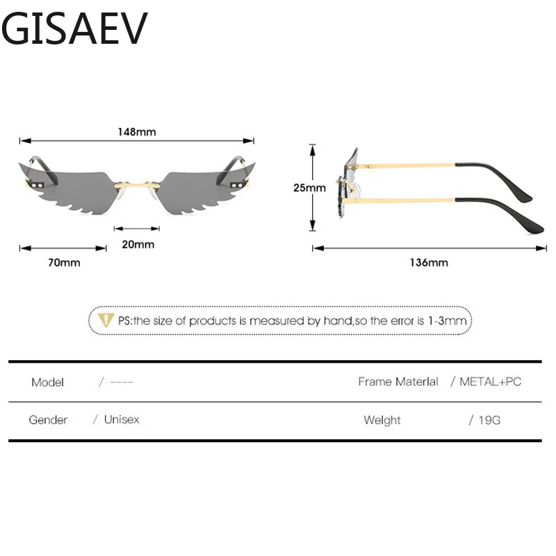 

Driving Glasses Women Small Frameless Wings Shaped Sunglasses Wings Small Frame Fashion Glasses Funny Wing Toy Sunglasses