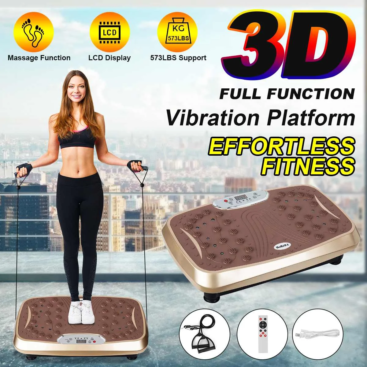

110V 200W Remote Control Vibration Fitness Massager Machine Slimming Trainer Platform Plate Home Gym Fitness Body Shaper 150KG