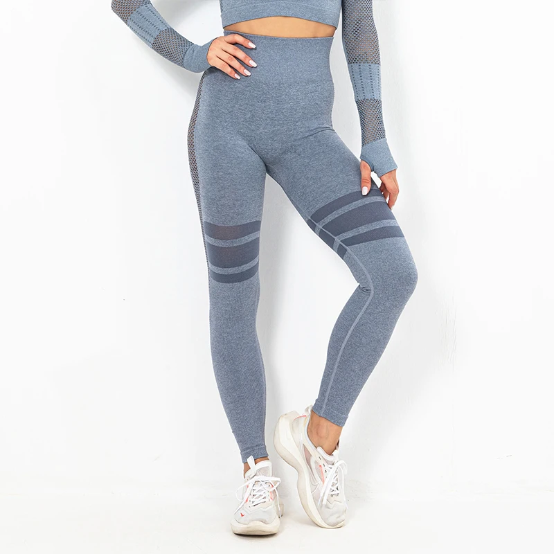 Женские штаны для йоги с высокой талией бесшовные эластичные спортивные