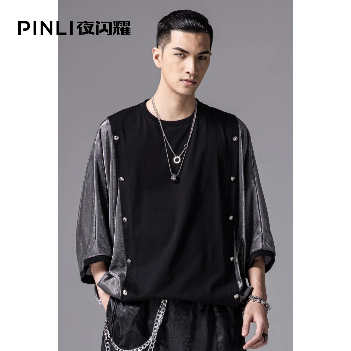 

Free shipping casual New Designers Male Fashion Men's 2021 spring loose contrast stitching short-sleeved T shirt BY211111094