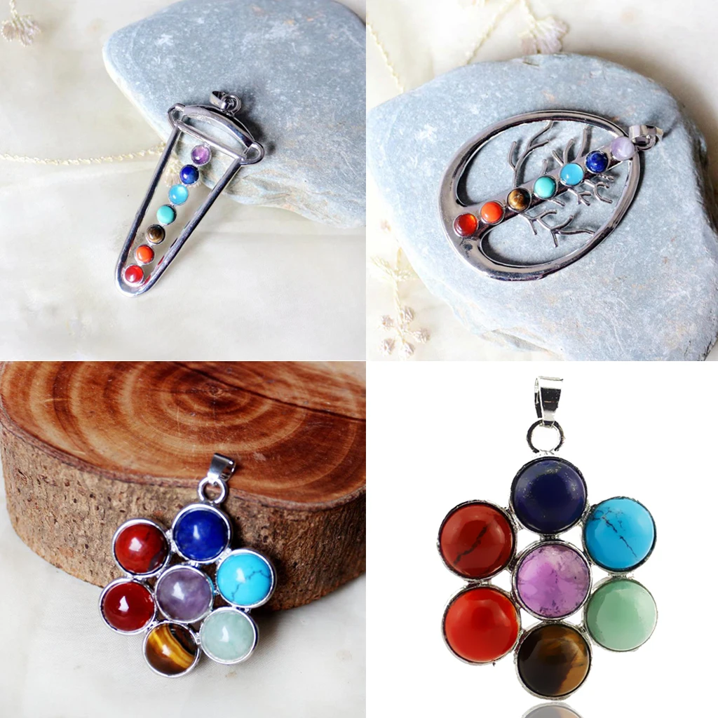 Феново мода 7 чакр Красочный Кристалл энергия кулон для лазурита Красного камня