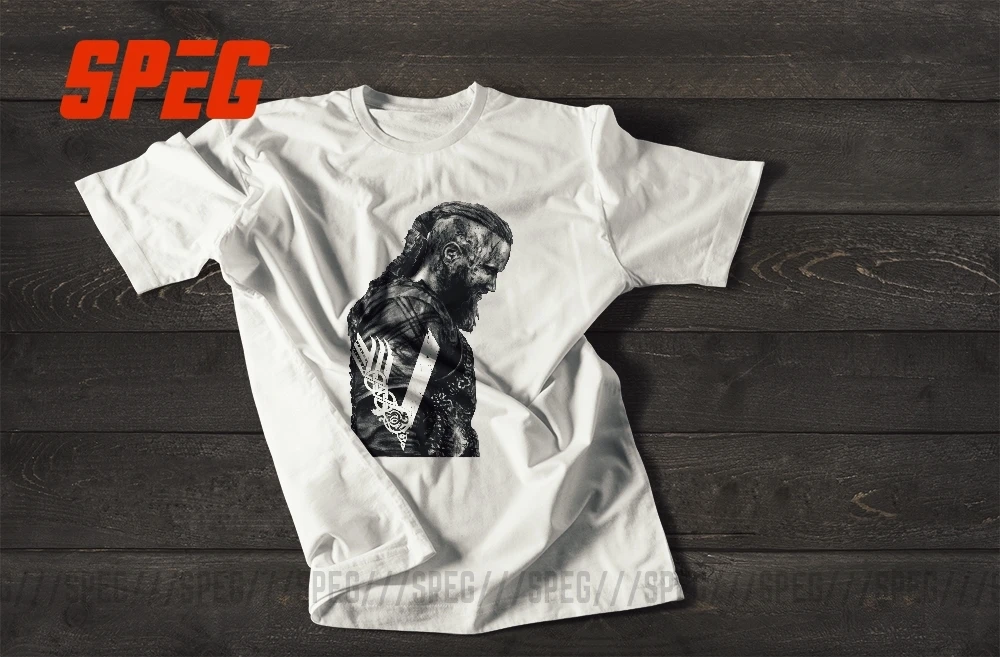 Футболки KING Ragnar Lothbrok Vikings Man Organnic, хлопок, футболки с коротким рукавом, популярные мужские футболки с круглым воротником