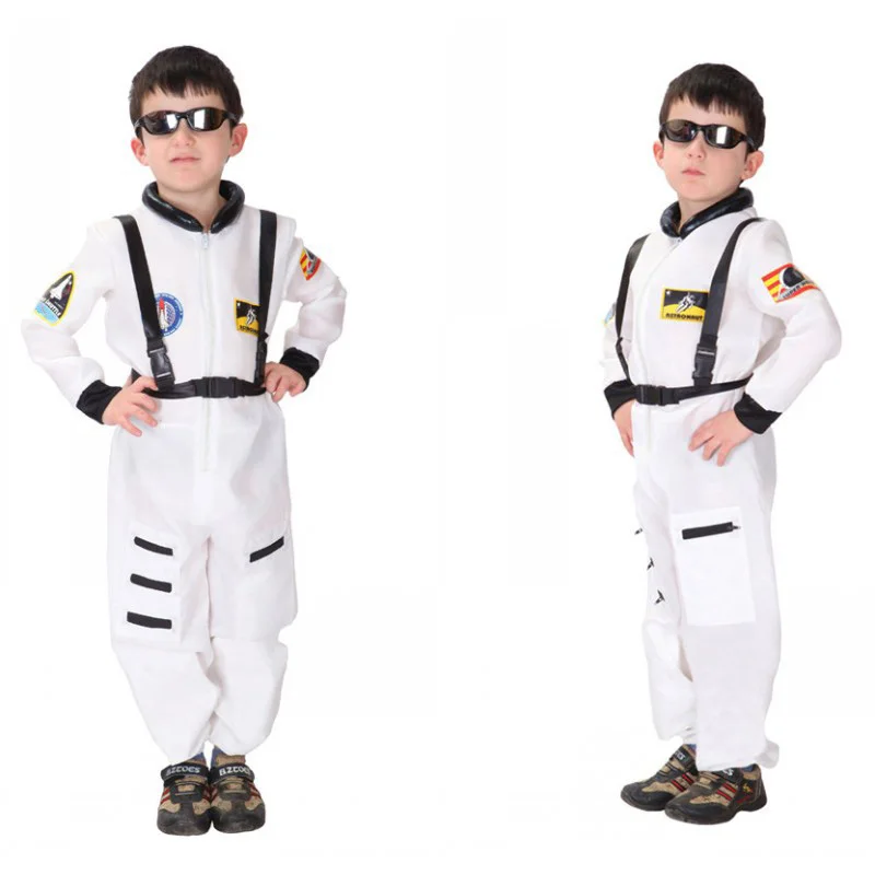 Комбинезон для мальчиков с изображением астронавта белый костюм косплея на