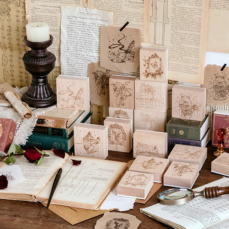 Винтажные Звезды Луна серия Деревянный штамп DIY Ремесло Деревянные и резиновые