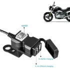 Водонепроницаемое зарядное устройство на руль мотоцикла с двумя USB-портами, 5 В, 1 аА