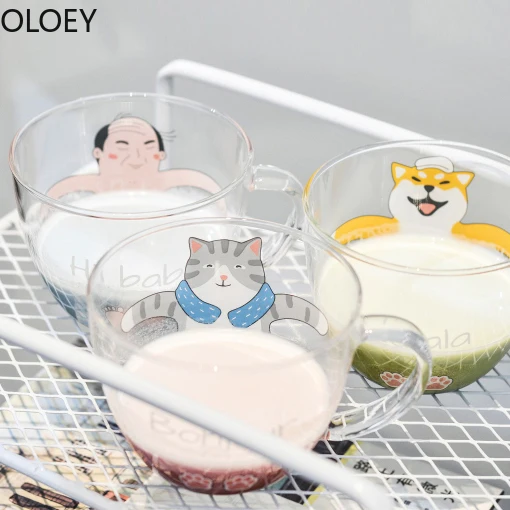 Кофейные кружки с милым котом креативная стеклянная чашка для молока и кофе