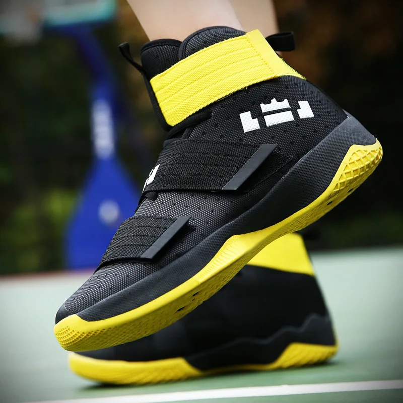 Баскетбольная обувь на липучке, высокие дышащие кроссовки, zapatillas hombre Deportiva, Мужская износостойкая Нескользящая Баскетбольная обувь