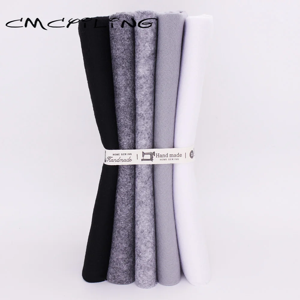 CMCYILING 25 см x 28 5 шт./лот черно белый серый Мягкий войлок ткань для рукоделия DIY шитье