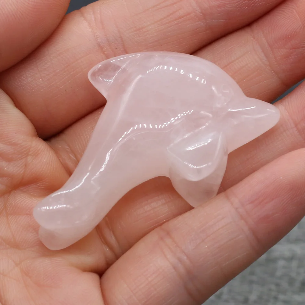 Натуральный кристалл лечебный розовый кварц дельфин украшение красочный