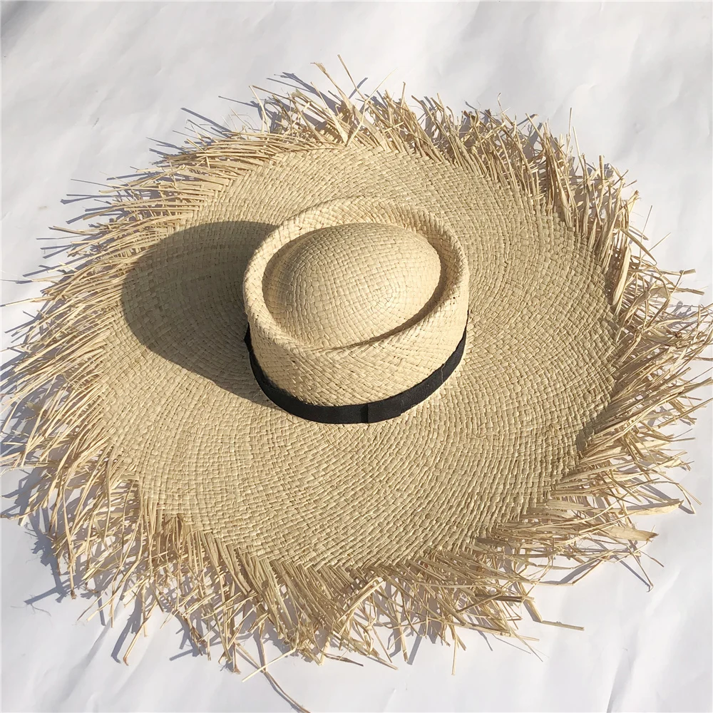 

New women Oversized Hat Big Brim 20cm Raffia Sun Hat Wide Brim Beach Hats Ladies Soft Straw Shade Hat Wholesale Dropshipping