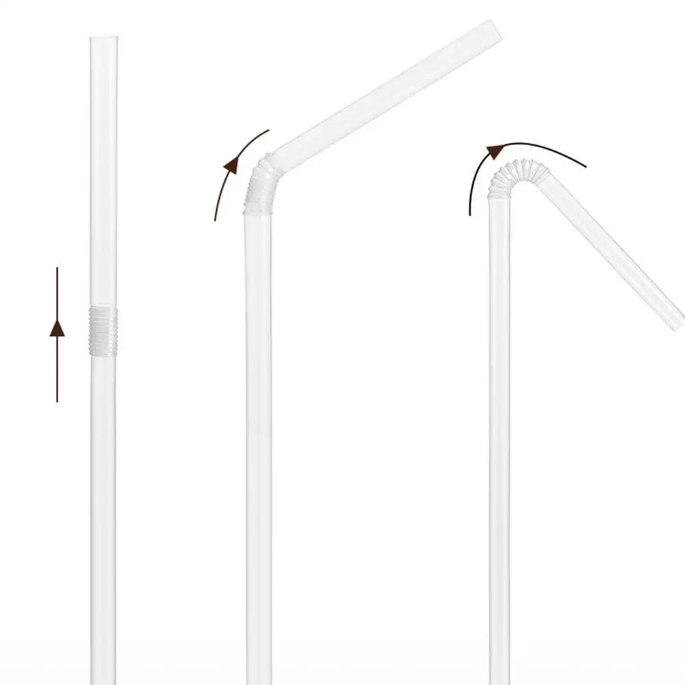 

300 Pcs Disposable Plastic Straws Individually Wrapped White Juice Drinking Straw Birthday Wedding Party Bar Household milk tea