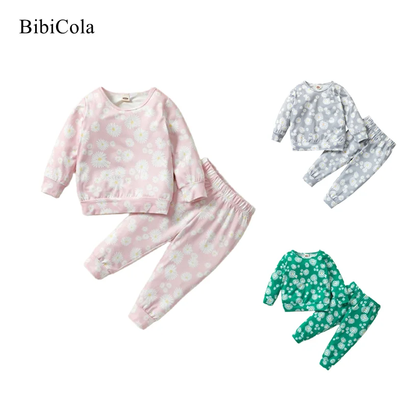 

Одежда для новорожденных Ползунки, комплекты осенний комплект одежды для маленьких девочек, топ с длинными рукавами и принтом + штаны, компл...