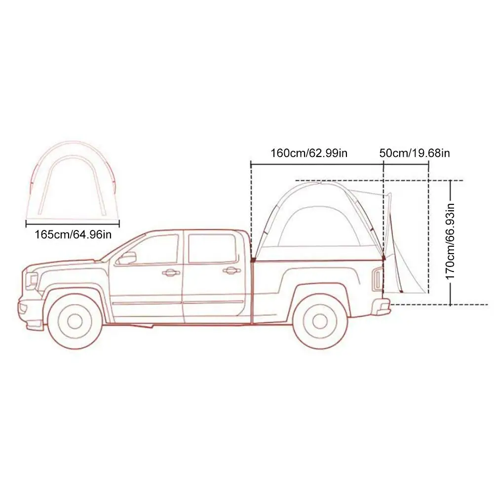 저렴한 픽업을위한 5.5ft 트럭 텐트 소형 트럭 침대 텐트 캠핑 텐트 여행 캠핑을위한 쉬운 설정 자기 운전 자동차 텐트