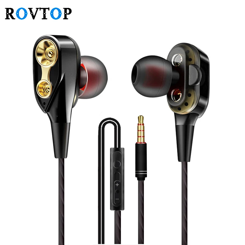 Rovtop проводные наушники с высоким басом, двойной привод, стерео наушники-вкладыши с микрофоном, компьютерные наушники для сотового телефона Z2