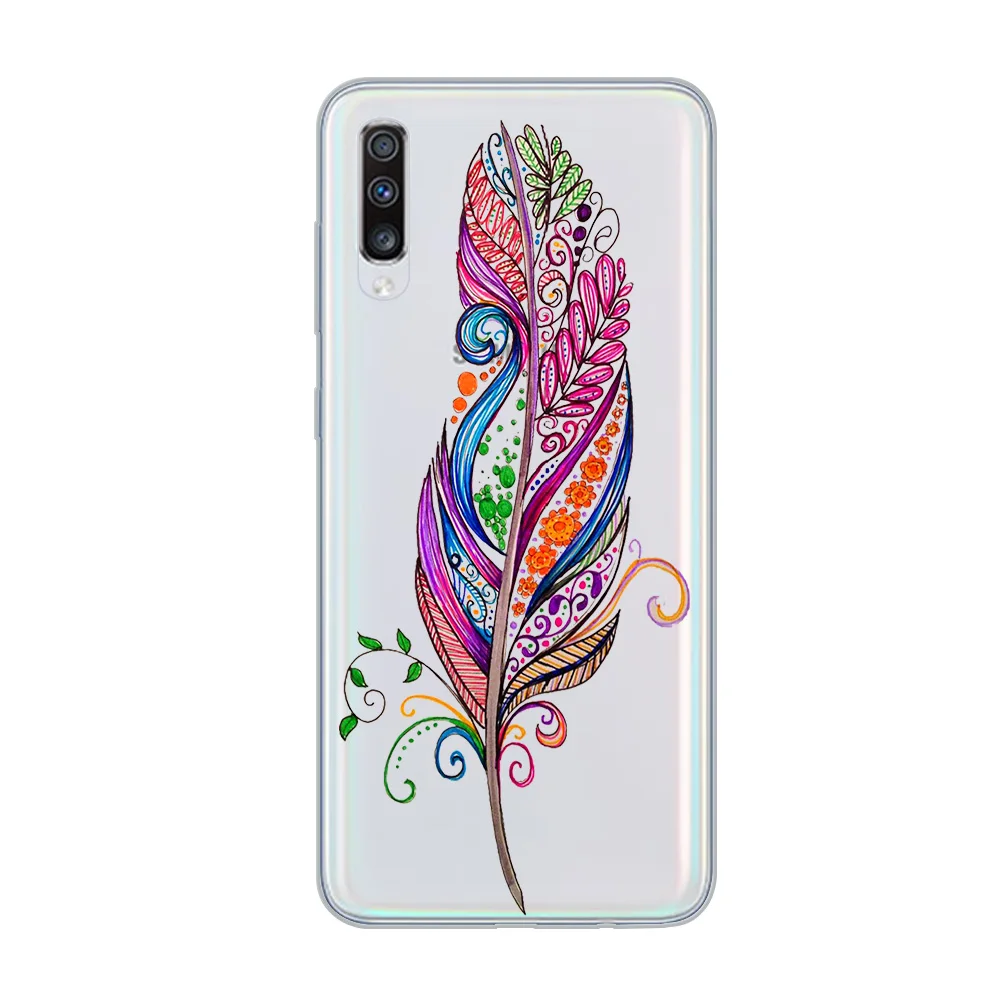 ciciber Phone Case Colorful Feather Cover for Samsung Galaxy A50 A70 A80 A40 A30 A20 A60 A10 A20e Soft Silicone TPU Fundas Coque |