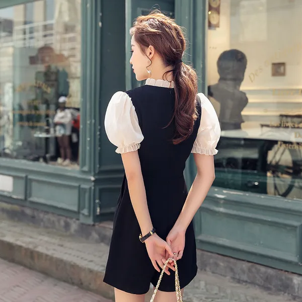

Women Rompers casual wide leg pants overalls short sleeve v neck Ruffles patchwork playsuits summer beach jumpsuits