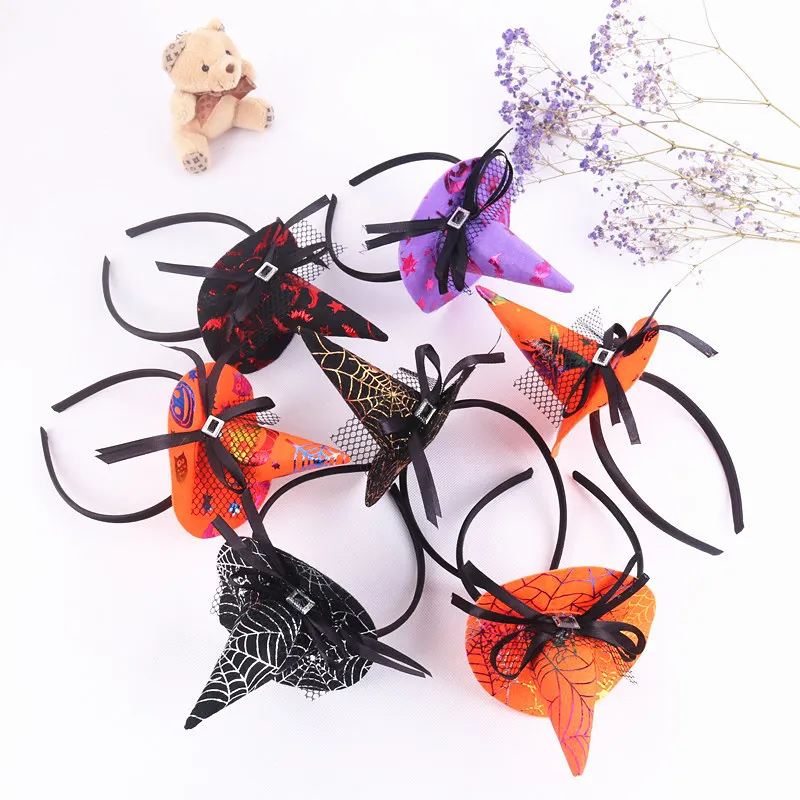 

1PC Hair Hoop Halloween Festival Party Skull Headband Spider Web Witch Hat Ghost Atmosphere Performance Props Hair Accessories