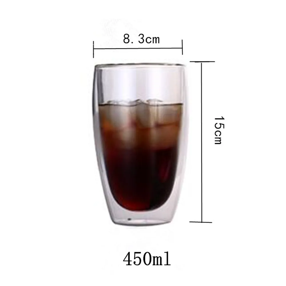 D 450ml Двухслойные Стеклянные креативные кофейные чашки кружки для сока молочная чашка для кофе термостойкие пивные кружки Коктейльные бокалы Verre - Цвет: D 450ml