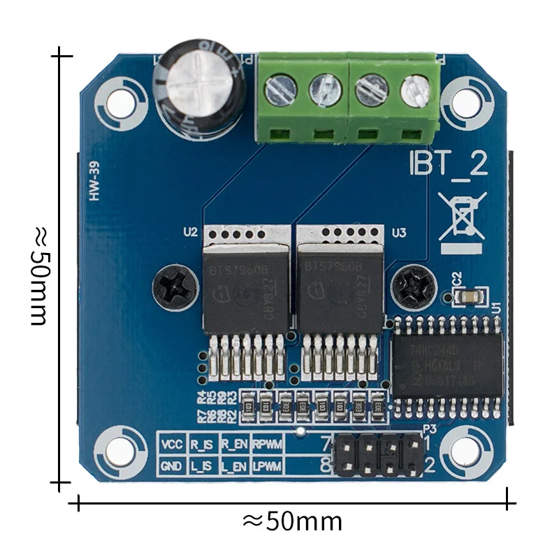 Двойной BTS7960 43A h-мост высокой мощности модуль драйвера/diy умный автомобиль Текущий диагностический для Arduino - Цвет: BTS7960 module