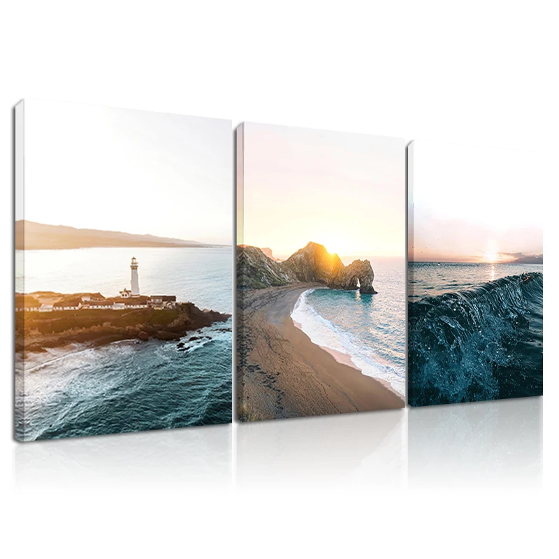 

Gallery Wall Set Ocean Canvas Painting Lanscape Framed Wall Art Ready To Hang Home Poster for Living Room Decoration Picture