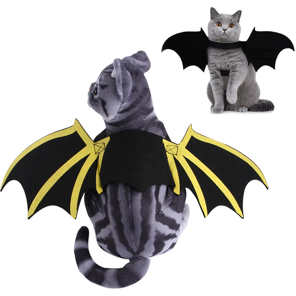

Cats and Dogs Halloween Chest Back Dogs Halloween Dress Up Costumes Halloween Funny Printing Bat Wings Bells for Cats and Dogs