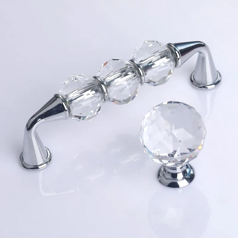 96 мм модная Роскошная прозрачная Хрустальная ручка для винного шкафа кухонного