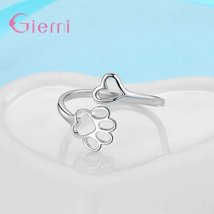 Лидер продаж кольцо с отпечатками ног собаки кота женские и мужские для