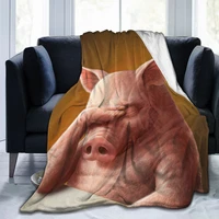 fashion 3d printing pig comfortable printed flannel sheet bedding soft blanket square picnic soft blanket quick dry