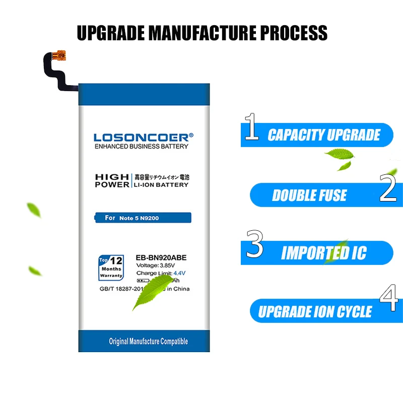 LOSONCOER 4600 мАч EB BN920ABE Аккумулятор для оригинального Samsung Note 5 аккумулятор N920T N9200 Project