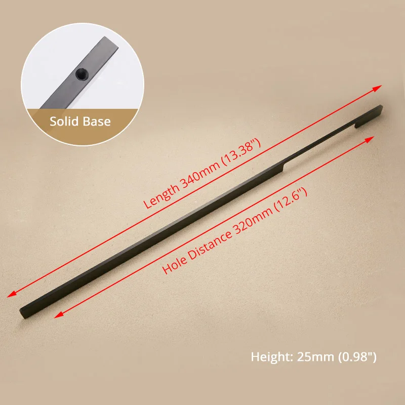 Black 320mm KAK 5 шт. черные ручки для шкафа из твердого алюминиевого сплава кухонная дверная ручка для шкафа ручки для выдвижных ящиков оборудование для обработки мебели - Цвет: Black 320mm
