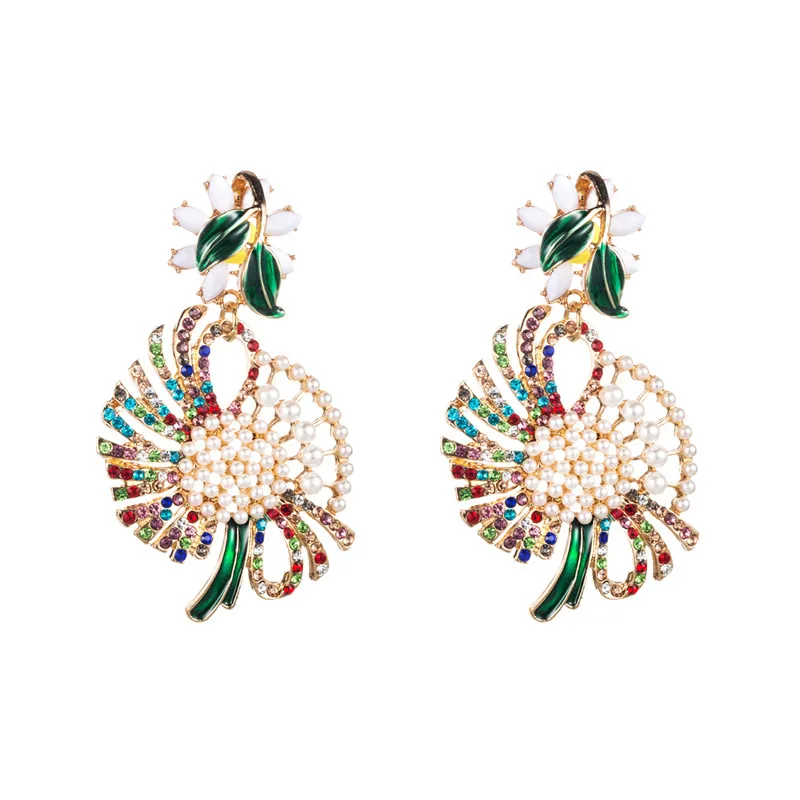 Цветок акриловые серьги Za эпоксидные богемные сплавы Bling Длинные женские серьги элегантные стильные вечерние уличные женские дикие подарок - Окраска металла: 02