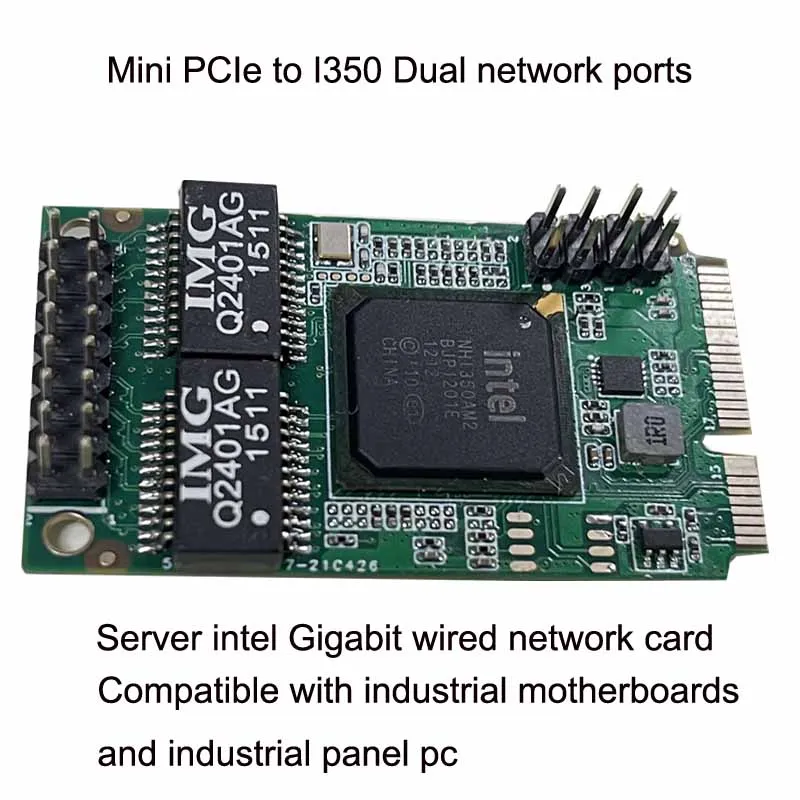 Hot Selling 2 Port RJ45 Gigabit LAN I350 PCIe Mini Card Expansion support WIN 7/8/10 Linux/Mac OS