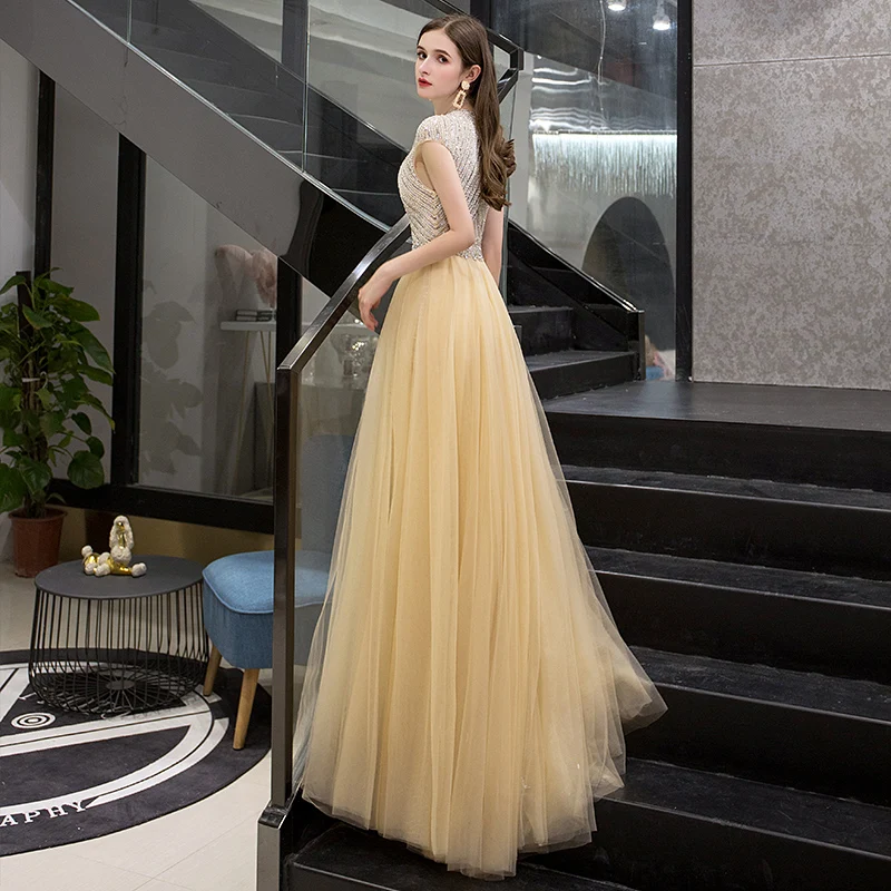 Винтажные вечерние платья с верхней юбкой высоким горлом кепки Короткие рукава