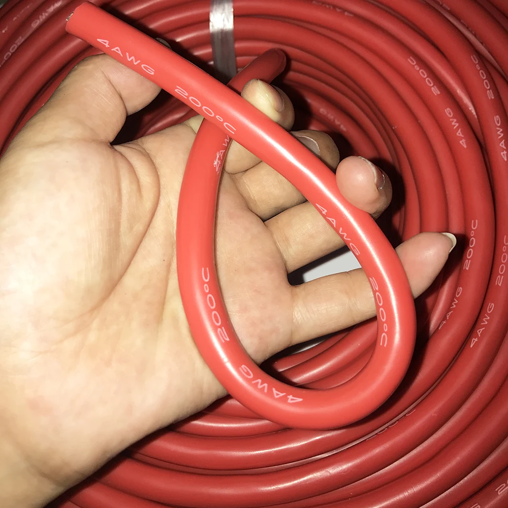 25mm2 4 AWG высокотемпературный силикон линия батарея пакет кабель тест линия кабель черный красный термостойкий силиконовый, Силикагель провода кабель